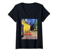 Femme Vincent Van Gogh Cafe Terrace at Night T-Shirt avec Col en V