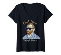 Femme Vincent Van Gogh Hard Or Go Home - Jeu de Mots drôle, Humour d'artiste T-Shirt avec Col en V