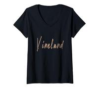 Femme Vineland New Jersey Design Vintage élégant T-Shirt avec Col en V