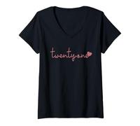 Femme Vingt-et-Un, 21 Ans Mignon pour Les Femmes Son 21e Anniversaire T-Shirt avec Col en V