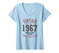 Femme Vintage 1967 Fine Like Vinyl Only Better Retro Birthday T-Shirt avec Col en V