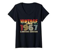 Femme Vintage 1967 Limited Edition Retro Year Vintage Birthday T-Shirt avec Col en V