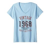 Femme Vintage 1968 Fine Like Vinyl Only Better Retro Birthday T-Shirt avec Col en V