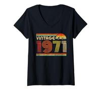 Femme Vintage 1971 Classic 1971 Vintage Year Men Women Birthday T-Shirt avec Col en V