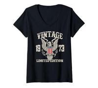 Femme Vintage 1973 Limited Edition 52nd Birthday T-Shirt avec Col en V