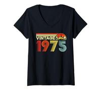 Femme Vintage 1975 Classic Year 1975 Birth of Birthday Vintage T-Shirt avec Col en V