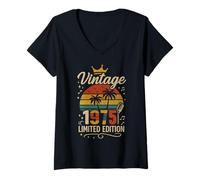 Femme Vintage 1975 Limited Edition Men Women Birthday 1975 Vintage T-Shirt avec Col en V