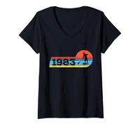 Femme Vintage 1983 Anniversaire Stand-Up paddleboards supboard Sup T-Shirt avec Col en V