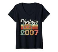Femme Vintage 2007 Best of 18th Birthday 18 Garçon Fille 18 Fils T-Shirt avec Col en V