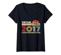 Femme Vintage 2017 Classic Birthday 2017 Cassette Tape Vintage T-Shirt avec Col en V