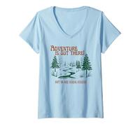 Femme Vintage Adventure est là, mais Les tueurs en série Aussi T-Shirt avec Col en V