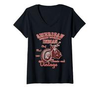 Femme Vintage American Motorcycle Indian For Old Biker Motorcycle T-Shirt avec Col en V