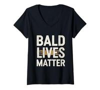 Femme Vintage And Retro Funny Bald Men Citation Bald Lives Matter T-Shirt avec Col en V