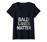 Femme Vintage and Retro Funny Bald Men Citation Bald Lives Matter T-Shirt avec Col en V