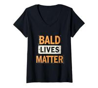 Femme Vintage and Retro Funny Bald Men Citation Bald Lives Matter T-Shirt avec Col en V