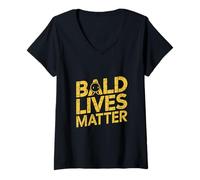 Femme Vintage And Retro Funny Bald Men Citation Bald Lives Matter T-Shirt avec Col en V