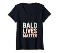 Femme Vintage And Retro Funny Bald Men Citation Bald Lives Matter T-Shirt avec Col en V