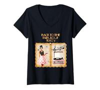 Femme Vintage années 1950 Diner Café Drive in T-Shirt avec Col en V