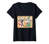 Femme Vintage années 1950 Diner Café Drive in T-Shirt avec Col en V