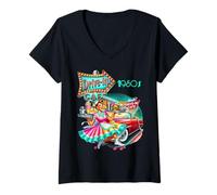Femme Vintage années 1950 Diner Café Drive in T-Shirt avec Col en V