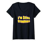 Femme Vintage années 1970 I'm Still Standing T-Shirt avec Col en V