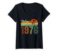 Femme Vintage Born in 1976 Years Old 50th Birthday Gifts T-Shirt drôle T-Shirt avec Col en V