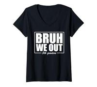 Femme Vintage Bruh We Out Teachers Joyeux dernier jour d'école T-Shirt avec Col en V