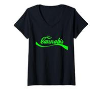 Femme Vintage Cannabis Art Retro Marijuana THC Retro 420 Day Weed T-Shirt avec Col en V