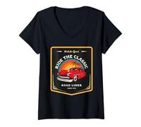 Femme Vintage Car Classic Fresh from Garage Since 1975 T-Shirt avec Col en V