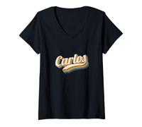 Femme Vintage Carlos Personnalisé Nom Carlos T-Shirt avec Col en V