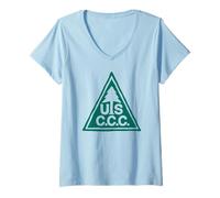 Femme Vintage Civilian Conservation Corps Retro CCC Logo T-Shirt avec Col en V