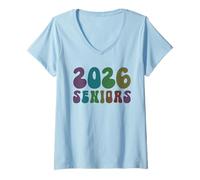 Femme Vintage Class of 2026 Seniors Presque là 12 Ans Plus Tard T-Shirt avec Col en V