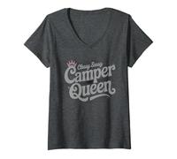 Femme Vintage Classy Camper Queen RV Besties Camping Cinquième Roue T-Shirt avec Col en V