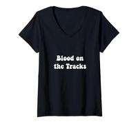 Femme Vintage des années 70 : Blood on The Tracks T-Shirt avec Col en V