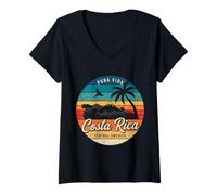 Femme Vintage du Costa Rica T-Shirt avec Col en V