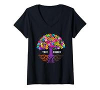 Femme Vintage Environmental Nature Lover Tree Hugger T-Shirt avec Col en V