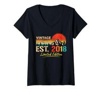 Femme Vintage Est 2018 Limited Edition Classic 2018 Retro Birthday T-Shirt avec Col en V