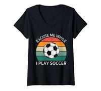 Femme Vintage Excusez-Moi Pendant Que Je Joue au Football Retro Soccer Lover T-Shirt avec Col en V