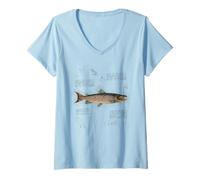 Femme Vintage Fish Aesthetic Atlantic Salmon for Fishing Grandpa T-Shirt avec Col en V