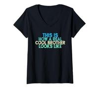 Femme Vintage Funny This is How A Real Cool Brother Looks Like T-Shirt avec Col en V