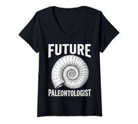 Femme Vintage Future Paléontologue Ammonite Fossile Préhistorique T-Shirt avec Col en V