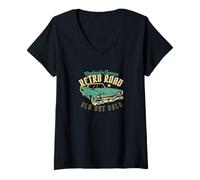 Femme Vintage Garage Retro Road Old But Gold Classic Cars T-Shirt avec Col en V