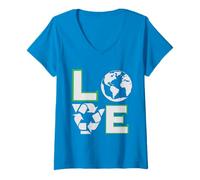 Femme Vintage Green Recycle Earth Day Enseignant Enfants Recyclage T-Shirt avec Col en V