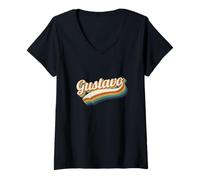 Femme Vintage Gustavo Personnalisé Nom Gustavo T-Shirt avec Col en V