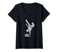 Femme Vintage Hip Hop Old School Breakdance Breakdancer Graffiti T-Shirt avec Col en V