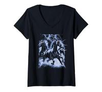 Femme Vintage Horse Lightning Retro 80s 90s Western Grunge Graphic T-Shirt avec Col en V
