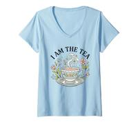 Femme Vintage I Am The Tea T-Shirt avec Col en V