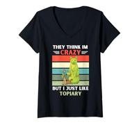 Femme Vintage Ils pensent Que Je suis Fou mais J'aime Juste Topiary Lover T-Shirt avec Col en V