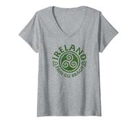 Femme Vintage Irlande Triskel Érin Gu Brágh! T-Shirt avec Col en V