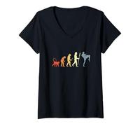 Femme Vintage Kickboxer Evolution Martial Artist Martial Arts T-Shirt avec Col en V